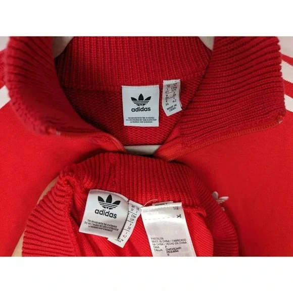 Adidas S Originals Tracksuit 2 PC Set Red White Side Stripes Jogger Pants Jacket